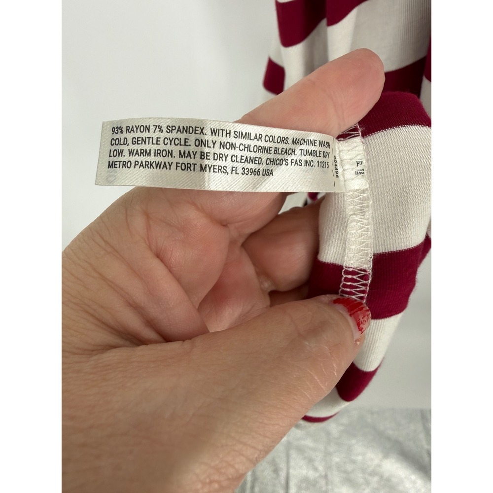 Soma Striped Sleeveless Dress Sleep Shirt Women XXL Burgundy Cream Racerback - Picture 5 of 8
